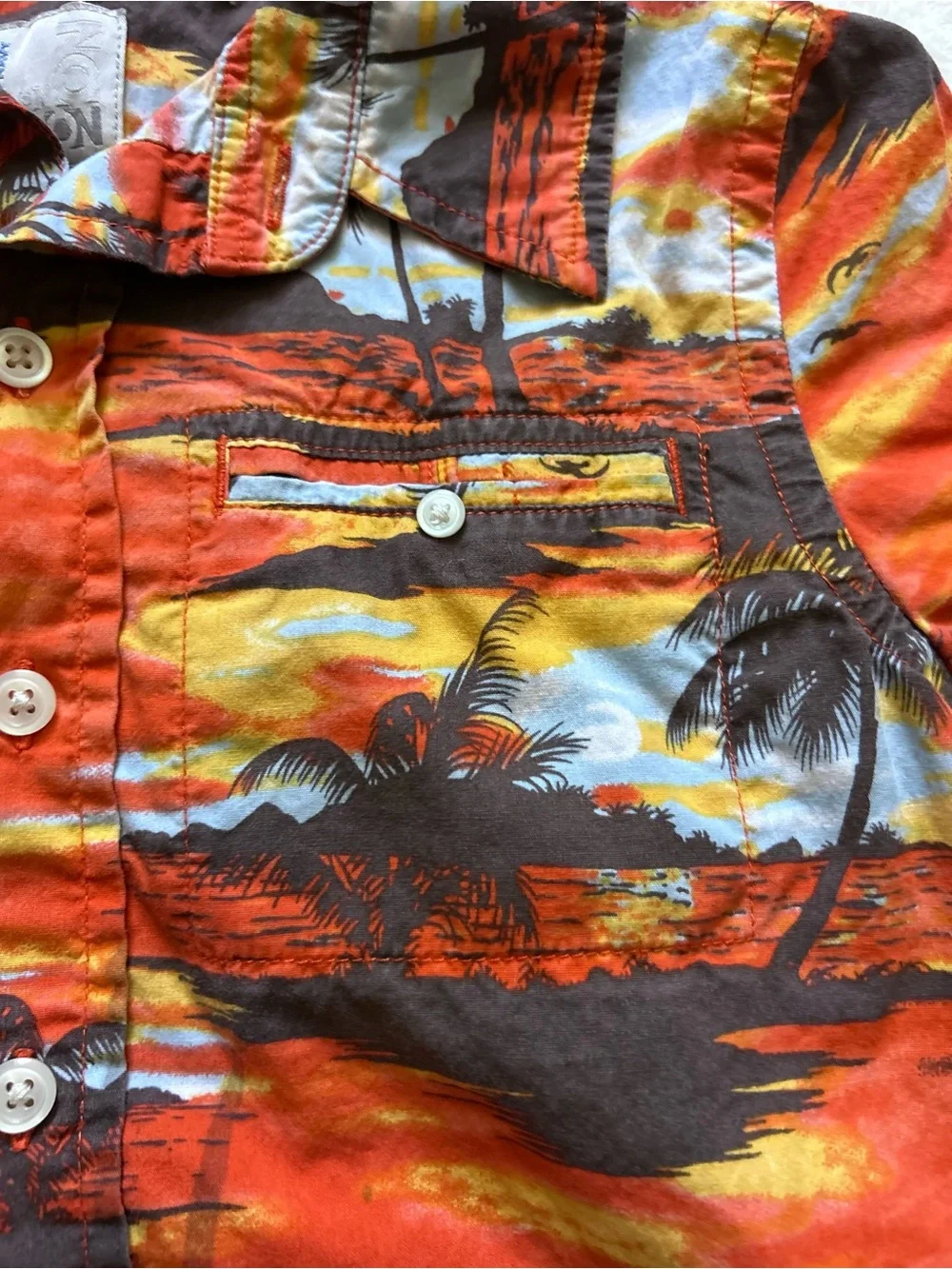 Old Navy Orange Tropical Print Button-Up Shirt for Kids Size XS 5